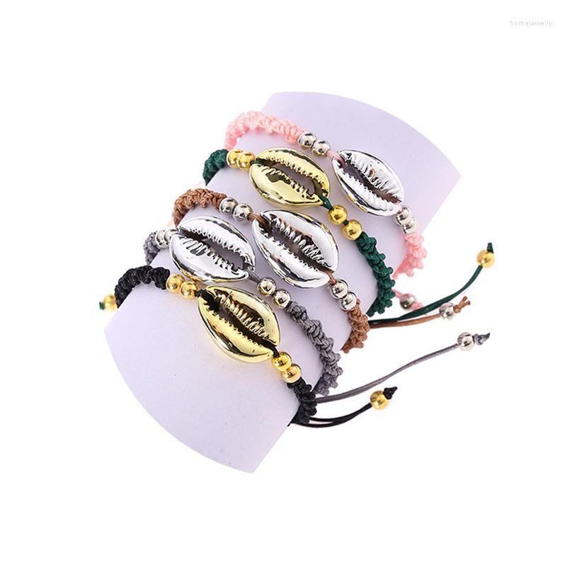 

Chain Link Bracelets Fashion Shell Bracelet Bohemian Simple Handmade Weaved Handchain Jewelry 5 Colors Accessorries Gift For Women D Dhqpj