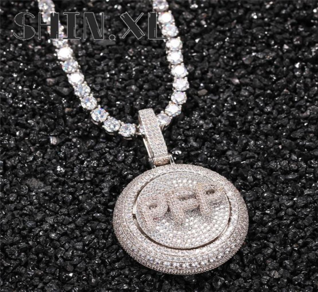 

Personalized Custom Initial Letter Rotated Pendant Necklace Iced Out Full Cubic Zirconia Custom Spinner Pendant Hip Hop Charm Jewe6800901