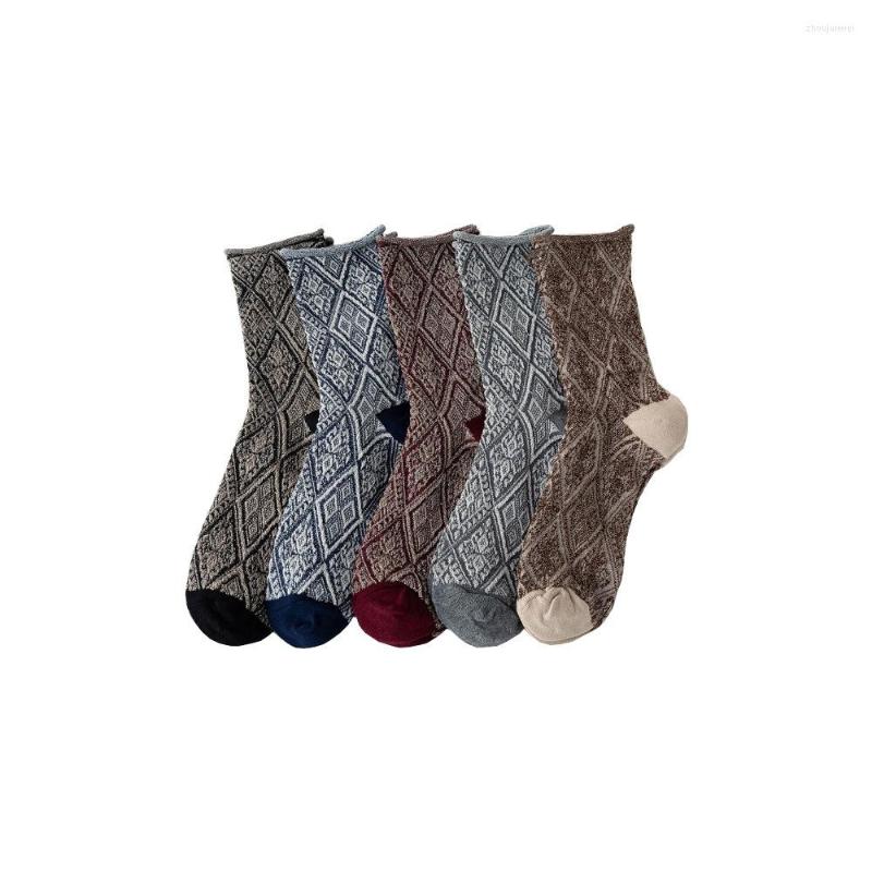 

Women Socks 1 Pair Plaid Cotton Thin Style Kawaii Cute Breathable For Female Harajuku Retro Street Wear Crew, 01