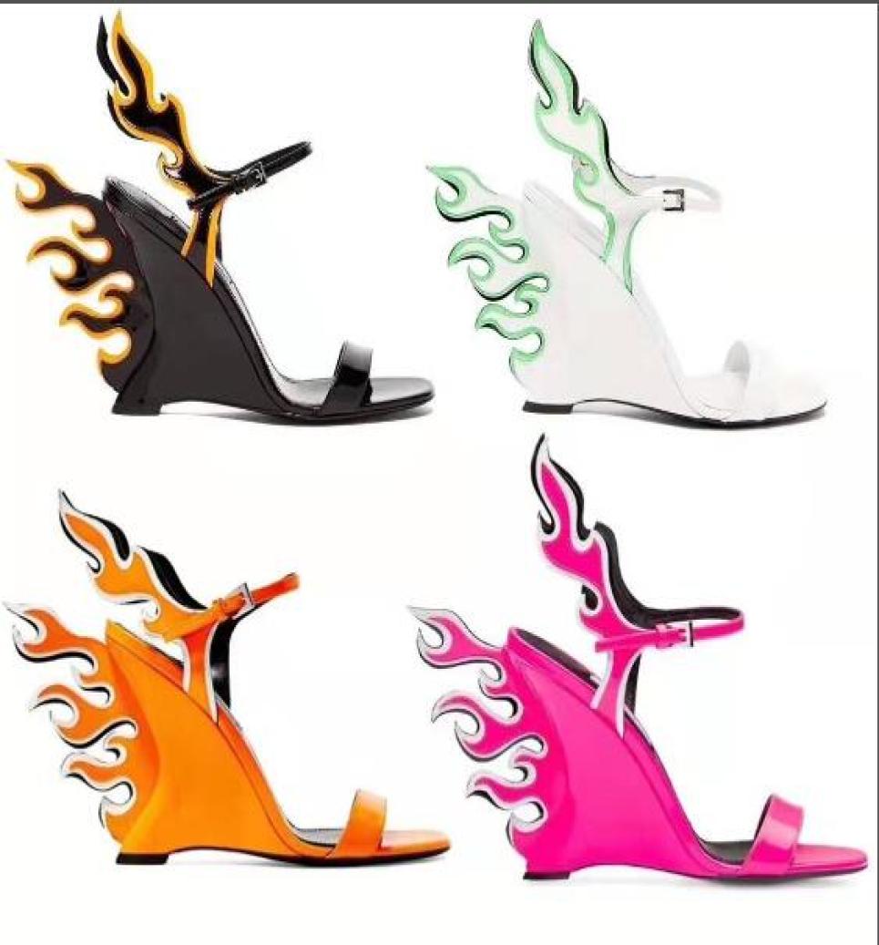 

2019 Fashion Brand Lady Sexy Sandals Wedge High Heels Women Wedding Party Dress Pumps Summer Sandals Angel wings 3542 7278792, Orange