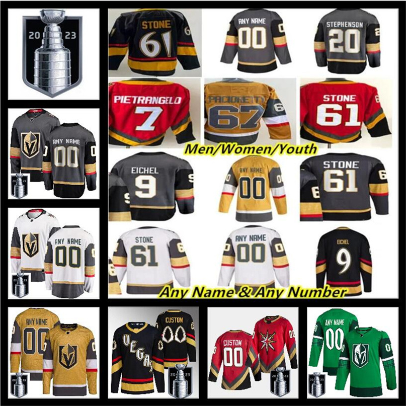 

2023 Stanley Cup Jerseys Custom Vegas Golden Knights Hockey NHLKh Jack Eichel Mark Stone William Karlsson Alex Pietrangelo Jonathan Marchessault Shea Theodore, Color