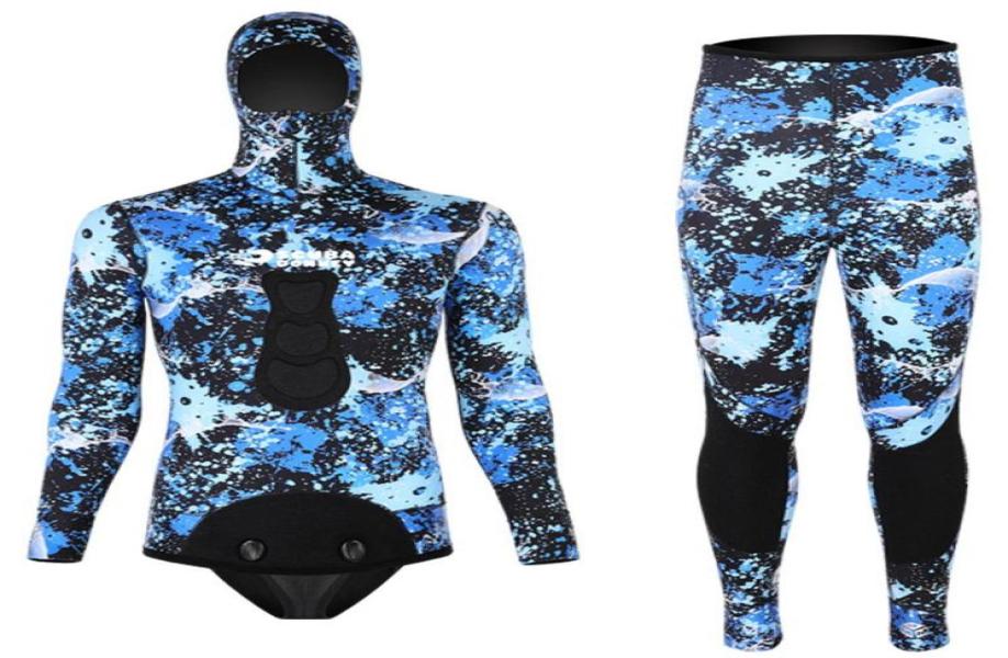 

Two Pieces Scuba Neoprene Under Water DivingSuit Spearfishing Hunting Wetsuit Hooded Surfing Bathing Warm Triathlon SwimSwer Twop2464233