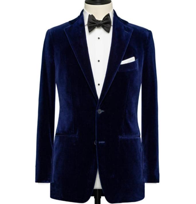 

Royal Blue Velvet Wedding Men Suits for Groom Wear Two Piece Notched Lapel Custom Made Wedding Groom Tuxedos Jacket Black Pants6357659
