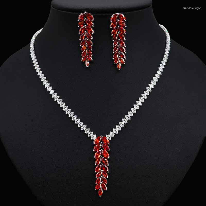 

Necklace Earrings Set Luxury Cubic Zirconia Jewelry Trendy Elegant Woman Suitable For Wedding Danquet Accessories Gifts, Picture shown