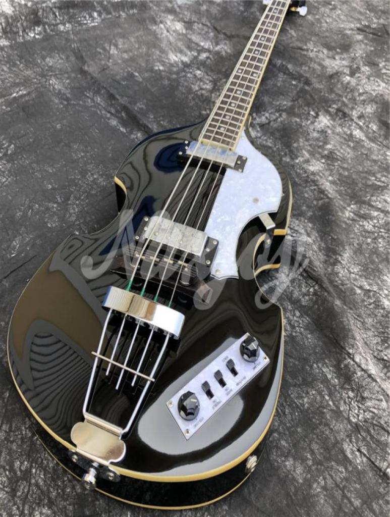 

4 Strings Hofner McCartney H5001CT Contemporary BB2 Violin Guitar Gloss Black Electric Bass Flame Maple Top Back 2 511B Stapl6994117