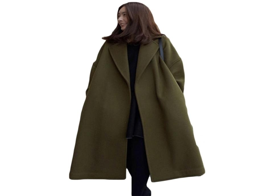 

Loose Winter Plus Size Fashion Women Casual Warm Oversize Long Trench Coat Solid Woolen Coat Wool Coat Woman039s Womens 2201079636281, Army green