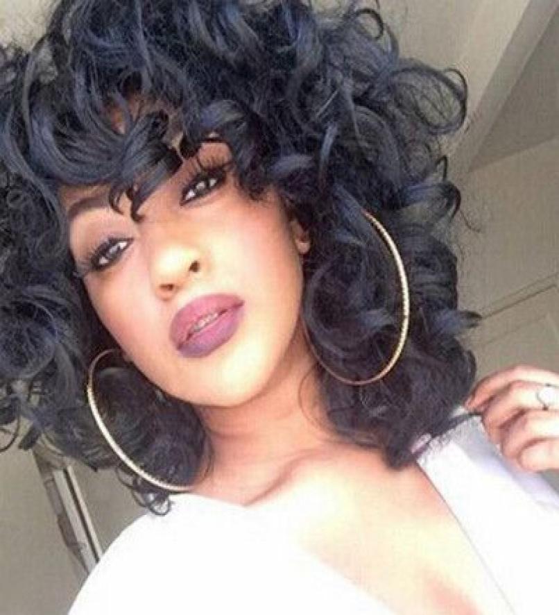 

this hairstyle brazilian Hair African Ameri natural short loose wave wig Simulation Human hair natural wave wig9497112, Black