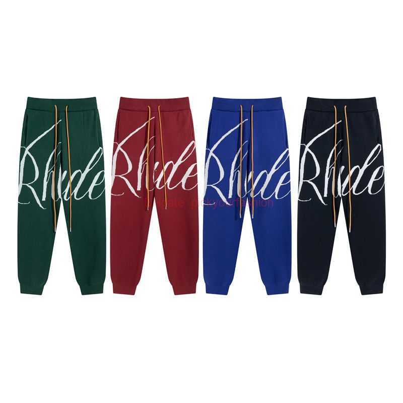 

Designer Fashion Clothing Casual Pant Rhude Knitted Embossed Alphabet High Street American Drawstring Leggings Fashion Brand Popular Autumn Winter Loose Pants Ma, Black
