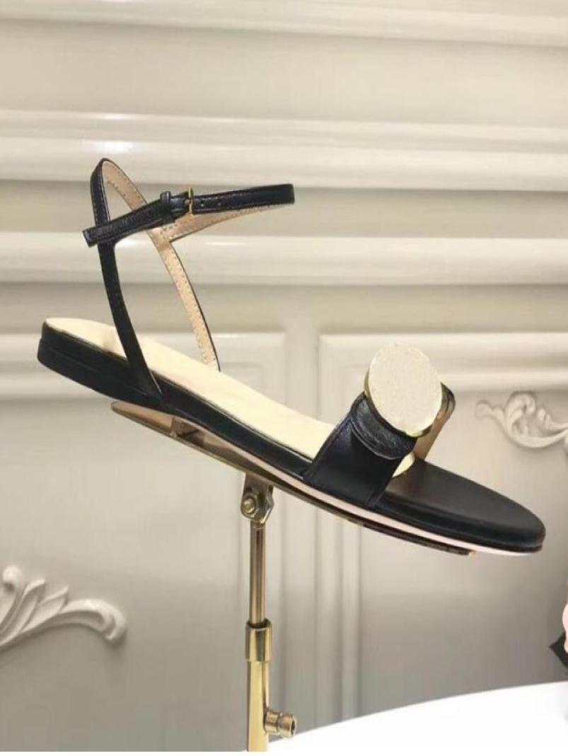 

2021 designers most fashionable design womens sandals metal buckle leather flat bottom comfortable luxury atmosphere size 35426316756, Red