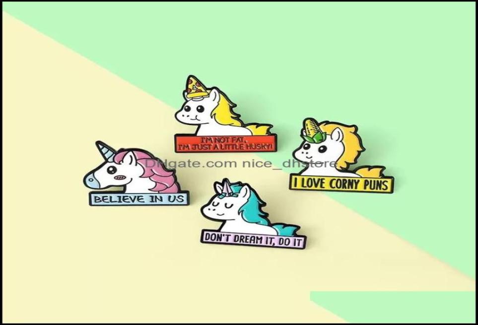 

PinsBrooches Jewelry Horse Cartoon Animal Believe Enamel Brooches Pin For Women Fashion Dress Coat Shirt Demin Metal Funny Brooch 6418446