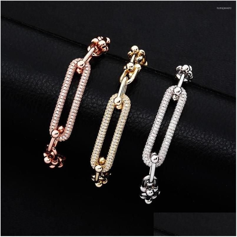 

Chain Link Bracelets Gucy Hip Hop Style Inlay Zircon Wristband Bracelet Fashion With 1.5Inch Tail Charm Jewelry For Gift Drop Deliver Dhwgn