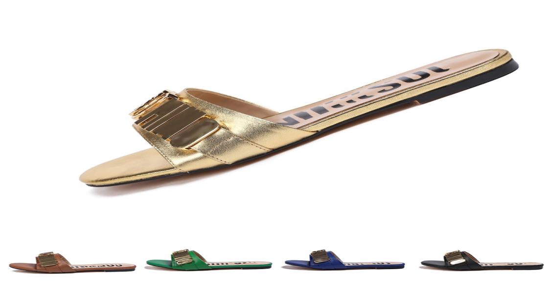 

2023 Designer Sandals For Woman Ladies Summer Fashion Luxury Leather Dazzle Metallic Womens Slippers Scuff Flat Heels Slippers Tre3430130, Grey