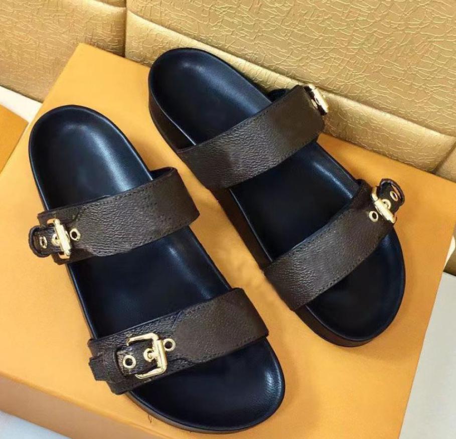 

designer Slipper Sandals slide for men Men039s Slippers Buckle Shoes High Quality Slippers Summer Flats Sexy Leather Platform S3417920, White