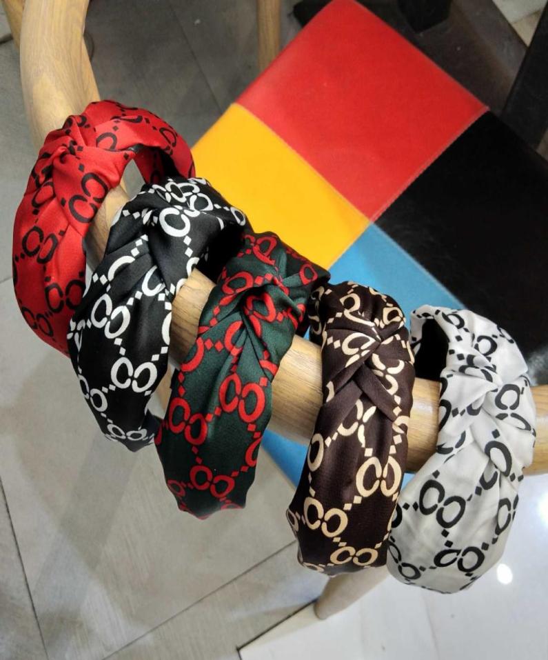

Korean wide border letter printing knotting headband high grade fabric art simple hairpin fashion hairpin hole hairband lady girl 1487443, Multi-color