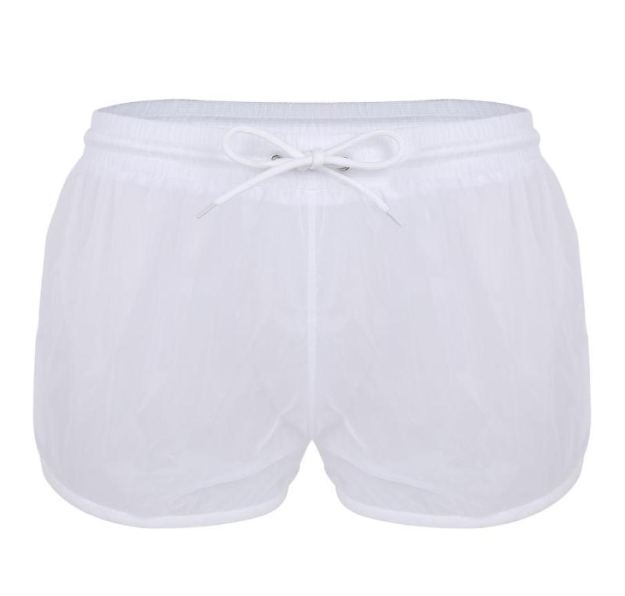 

Men039s Shorts Men Sexy See Through Sheer Underwear Male Drawstring Boxer Gay Panties Casual Loose Underpants Swimming Wear2423645, Black