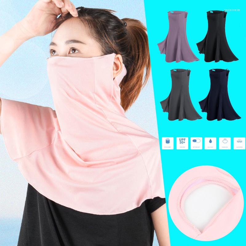 

Bandanas UPF50 Face Cover Woman Sunscreen Hiking Mask Neck Protector Sunshade Anti-Uv Silk Cold Fishing Ear Scarf Tropical Veil