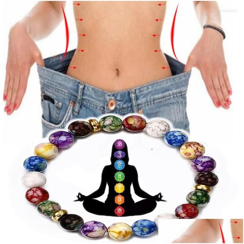 

Beaded Strand Handmade Natural 7 Chakra Stone Yoga Bracelet Bead Bracelets For Women Reiki Healing Men Drop Delivery Jewelry Dhuon