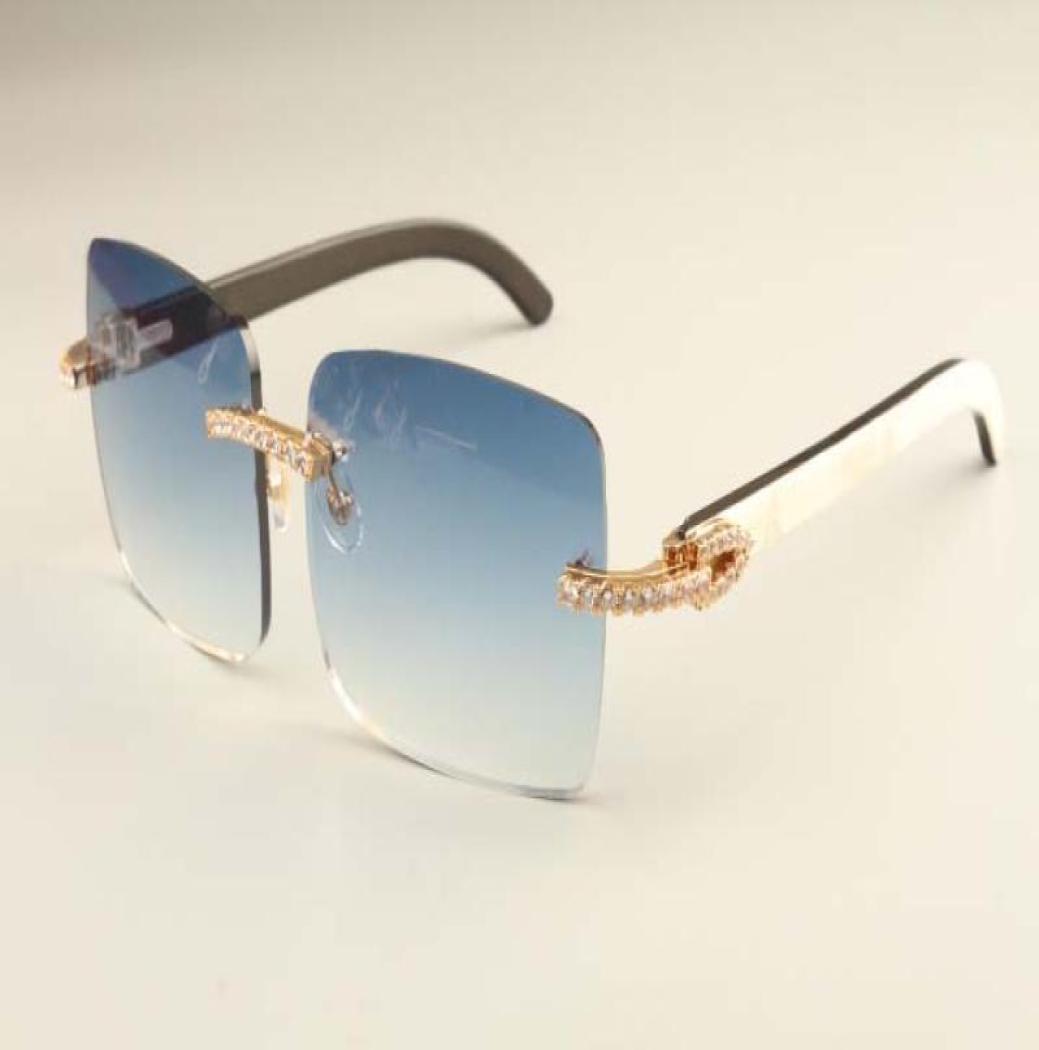 

2019 new luxury fashion diamond ultra light big box sunglasses 352412D3 natural mixed horns mirror legs sunglasses DHL 9971547