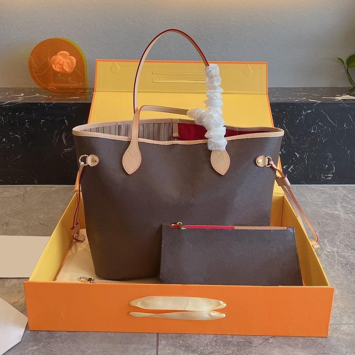 

10A genuine leather high quality neverfull designer the tote bag totes purses designer woman handbag women large book tote beach bag Luxurys designers bags onthego, Brown flower