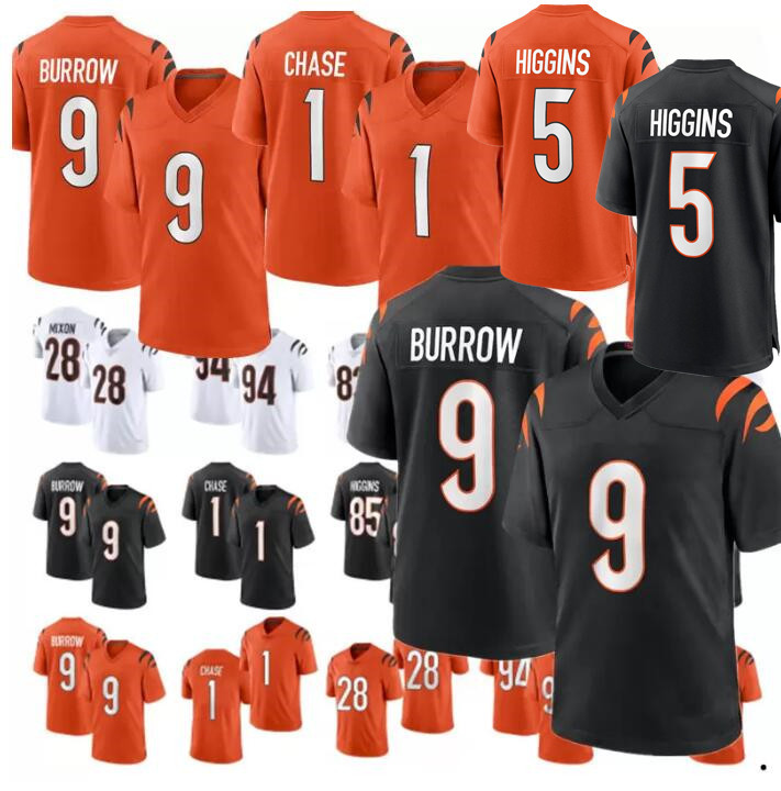 

99 Myles Murphy Jersey custom 9 Joe Burrow 1 Ja'Marr Chase 23 Dax Hill 5 Tee Higgins 83 Tyler Boyd 94 Sam Hubbard 28 Joe Mixon 2 Evan McPherson Football Jerseys, Color