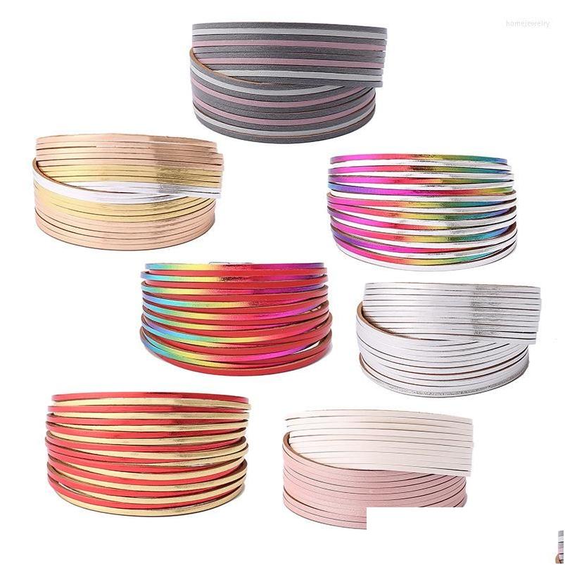 

Beaded Strand Design Fashion Mtilayer Rainbow Colors Leather Bracelet Bangle For Woman 2023 Leopard Print Charm Bracelets Boho Jewel Dhek0