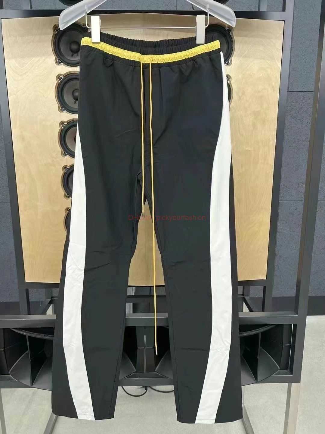 

Designer Fashion Clothing Casual Pant K8004 Rhude Black White Solid Color Patchwork Drawstring Ins Trendy Mens Womens Loose High Street Sports Pants Streetwear 33, Black/k8004