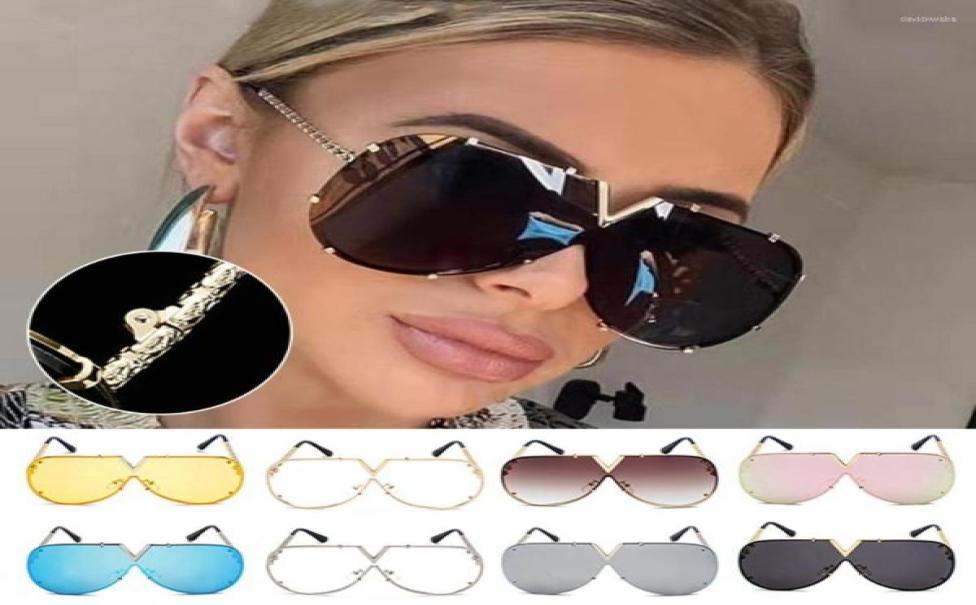 

Sunglasses Fashion Oversized Women Men VShape Sun Glasses Retro OnePiece Goggles Shades Eyewear5590191