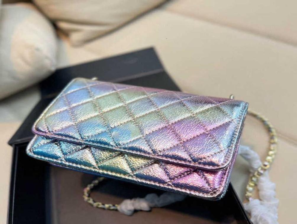 

CC Bag Wallets 22P Womens Laser Colorful Classic Mini Flap Purse Bags Quilted GHW Crossbody Shoulder Wallet With Chain Card Holder6406479, Brown