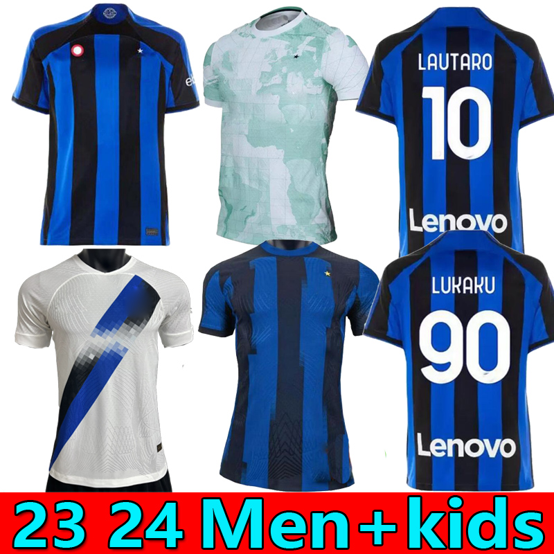 

S-4XL LAUTARO LUKAKU soccer jerseys 23 24 Inters BARELLA VIDAL ERIKSEN ALEXIS DZEKO CORREA UNIFORMS football shirt 2023 2024 home away Milan men kids kit blue