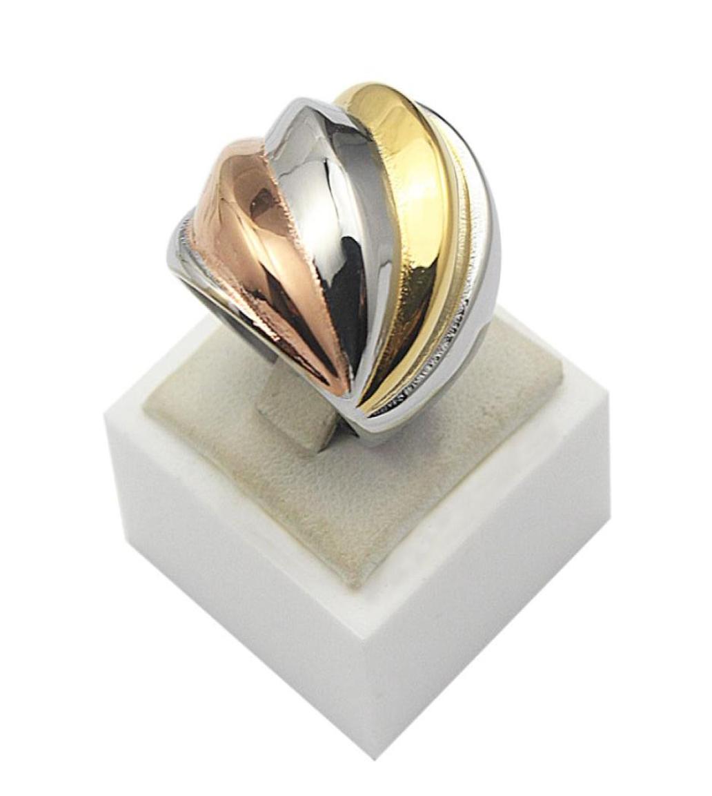 

Stainless Steel 3 Color Rings Women Jewelry Golden Silver Rose Golden Unique Rings Women Size 6 7 8 96792097