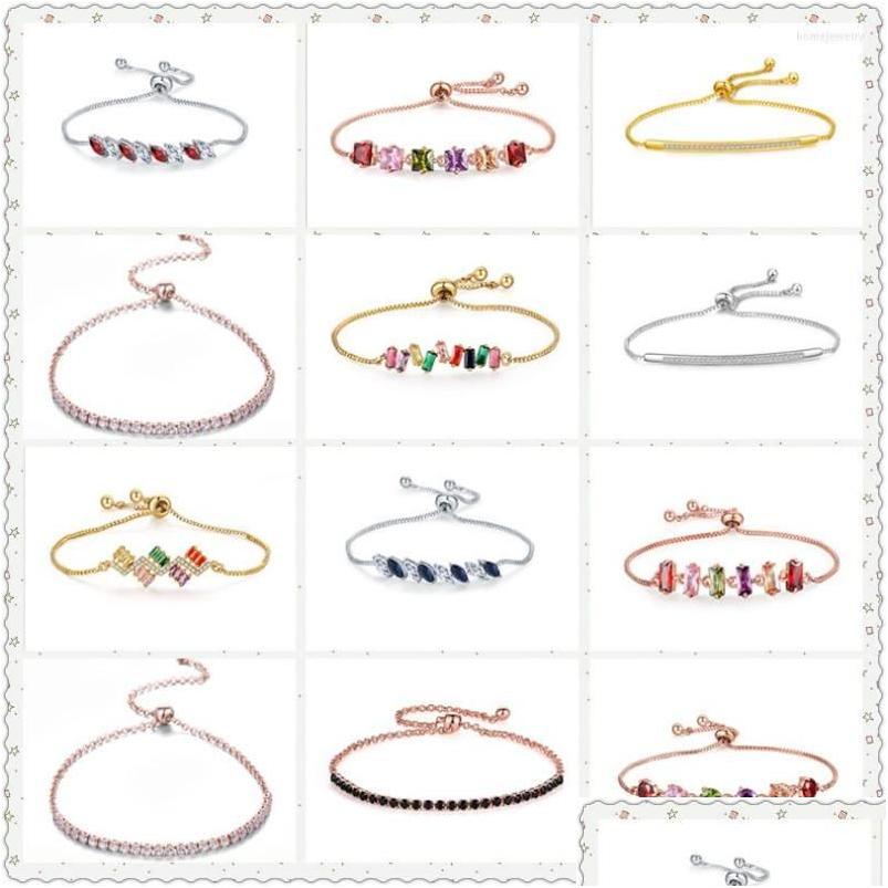 

Chain Link Bracelets Pl Bracelet Fashion Simple Inlaid Zircon Adjustable Colorf Diamond Crystal Ladies Drop Delivery Jewelry Dhuxd