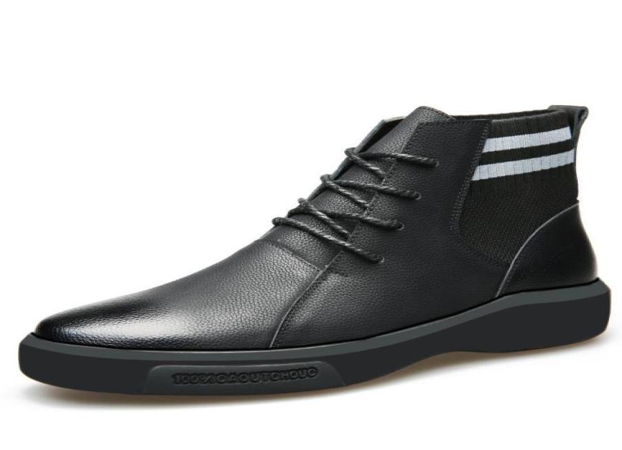 

Autumn and winter new style High quality leather men039s high boots Leather stitching fashion shoes3255943, Black