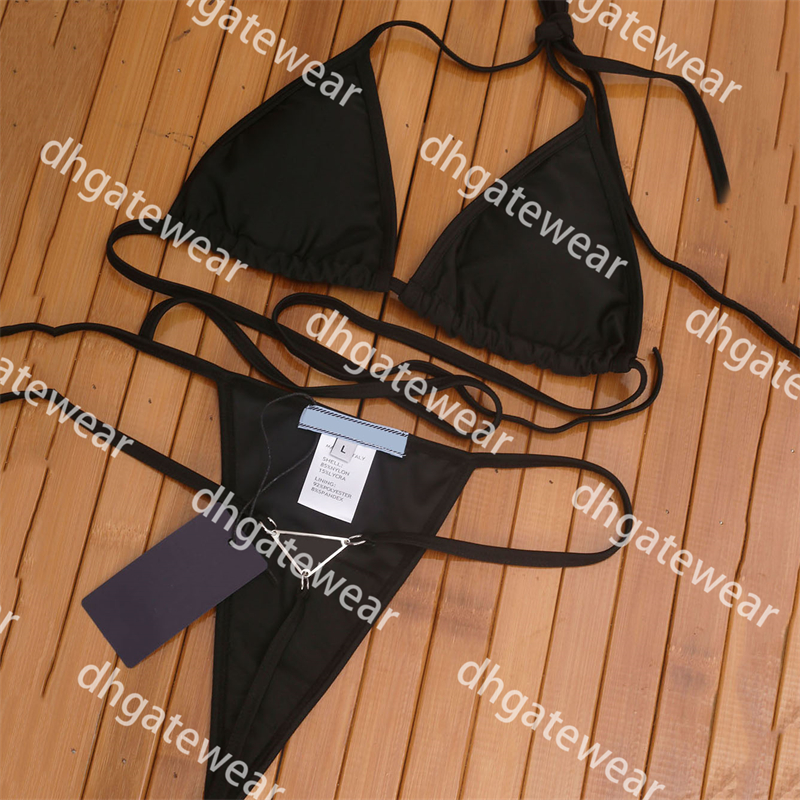 

Classic Metal Triangle Logo Bikibi Womens Swimsuit Designer Sexy Beach Bathing Suit Fashion Backless Lace Swimwear