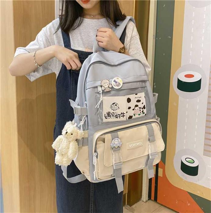 

Fashion Waterproof Women Backpack EnoPella Teenager Girl Kawaii BookBag Laptop Rucksack Cute Student School Bag Mochila Female 2024202553, Blue