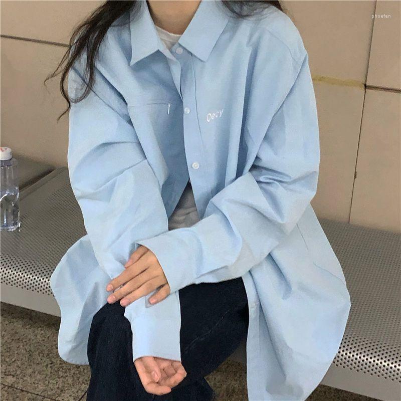 

Women's Blouses 2023 Autumn Loose Casual Women's Letter Embroidery Long Sleeve Style Shirt Vintage Clothes Top Women Shirts &, Pink
