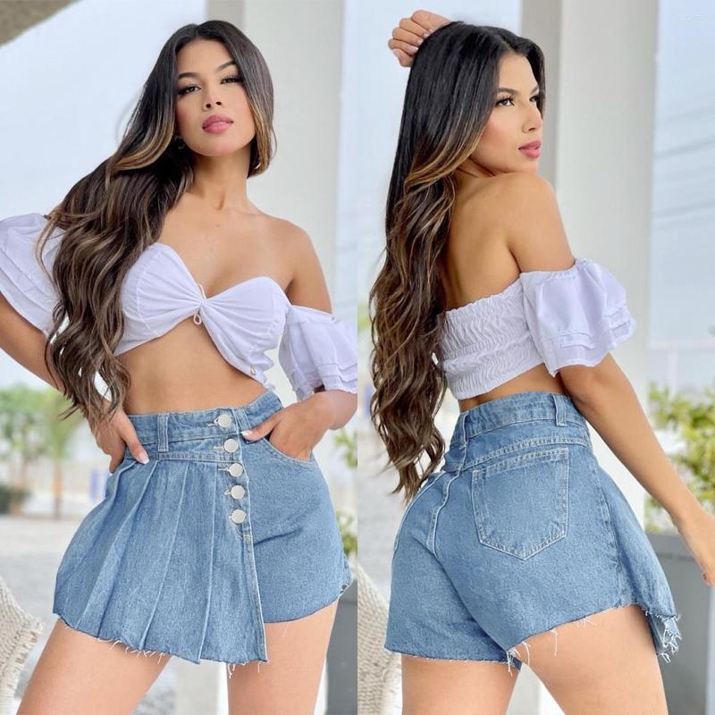 

Women's Jeans 2023 Women's High Waist Irregular Denim Shorts Women, Blue