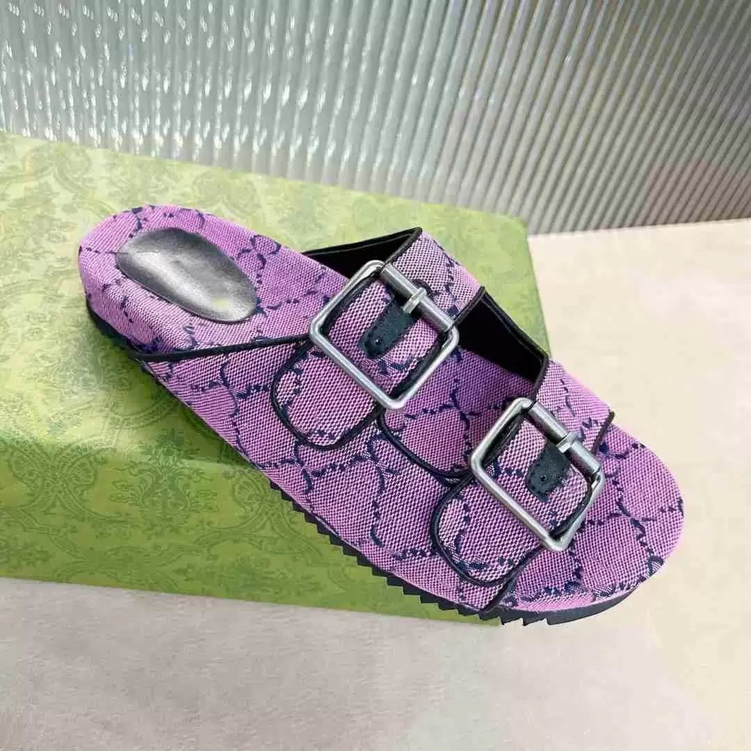 

Designer Women Sandals Canvas Platform Slippers Leather Beige Brick Red Beach Slipper Outdoor Party Classic Sandals Size 35-43
