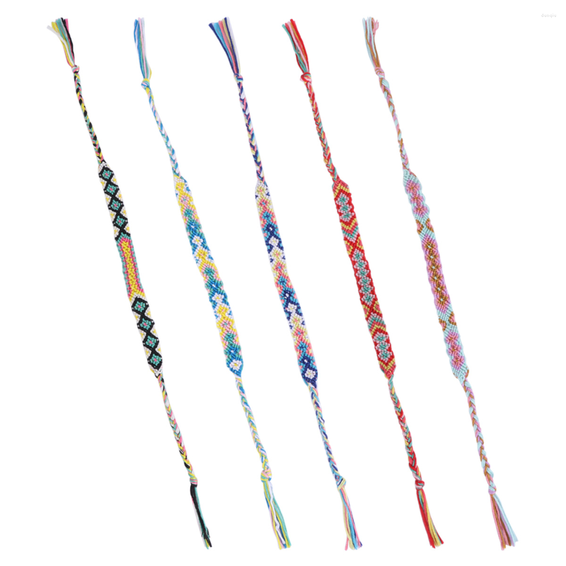 

Charm Bracelets 5 Pcs Fashion Bangle Wrist Chain Woven Friendship Statement Women Cotton Thread
