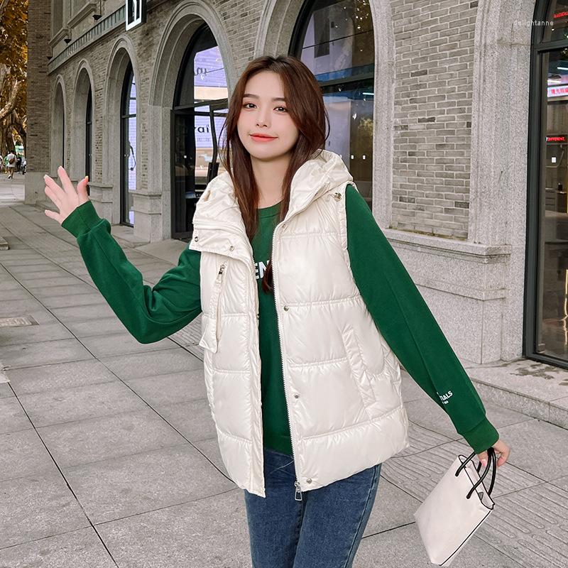 

Women's Vests #0468 Autumn Winter Short Vest Waistcoat Women Zipper Warm Hooded Outerwear Coat Female Sleeveless Jacket Slim Thick, Black