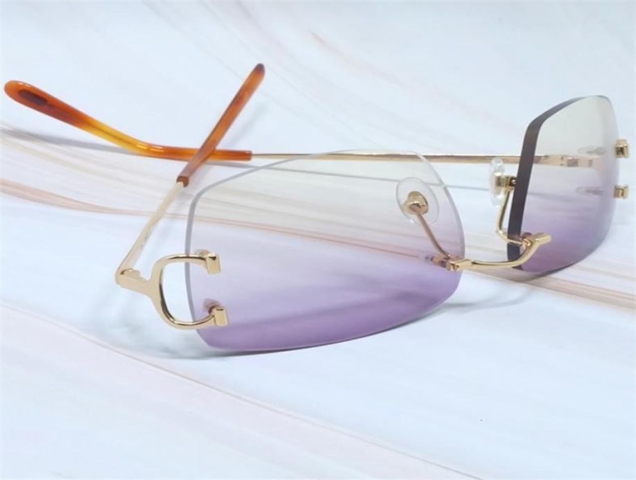 

Sunglasses Fashion Mens Rimless premiums Glasses Square signature Designer Brand Big C Frame Holiday Decoration Popular Sun Eyewea3499184
