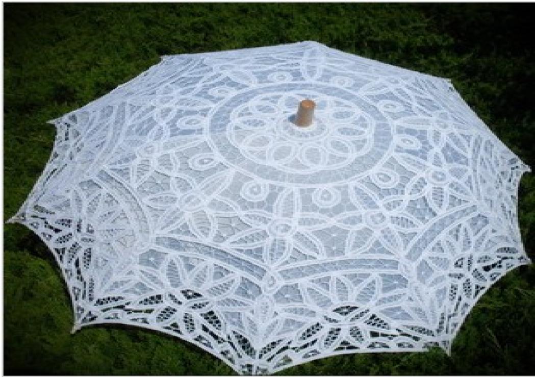 

Lace Bridal Parasols White Ivory Wedding Umbrella New Sun Umbrella Pography props 82cm Diameter 68CM length Beautiful Bridal Ac6623682