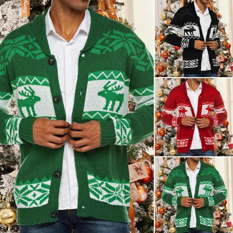 

Men's Sweaters Trendy Autumn Sweater Coat Thick Warm Outwear Snowflake Elastic Men, Black