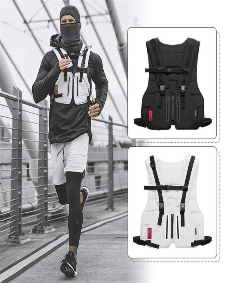 

New Multifunction Tactical Vest Outdoor Sports Fitness Men Protective Tops Vest Zipper Pockets Waist Bag T2001133776283, Black