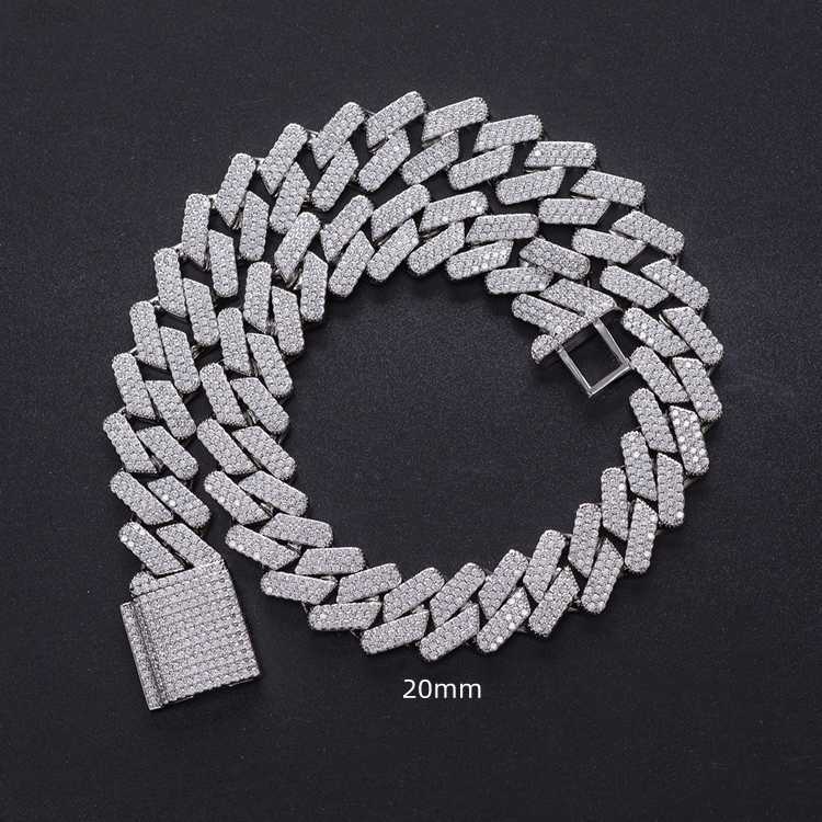 

Redleaf Luxury Fashion Men Women Jewelry Iced Out 2 Row 20mm Width Vvs Moissanite Cuban Link Chain Necklace
