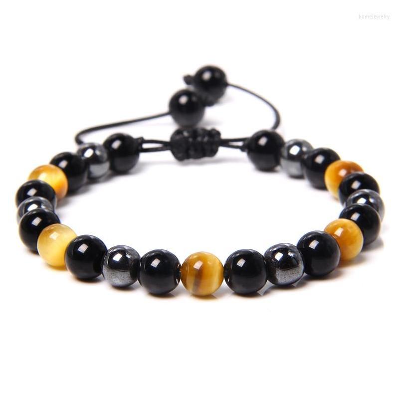 

Beaded Strand Natural Tiger Eye Black Hematite Volcanic Lava Stone Beads Bracelet Adjustable Braided Bracelets For Male Female Jewel Dhq9K
