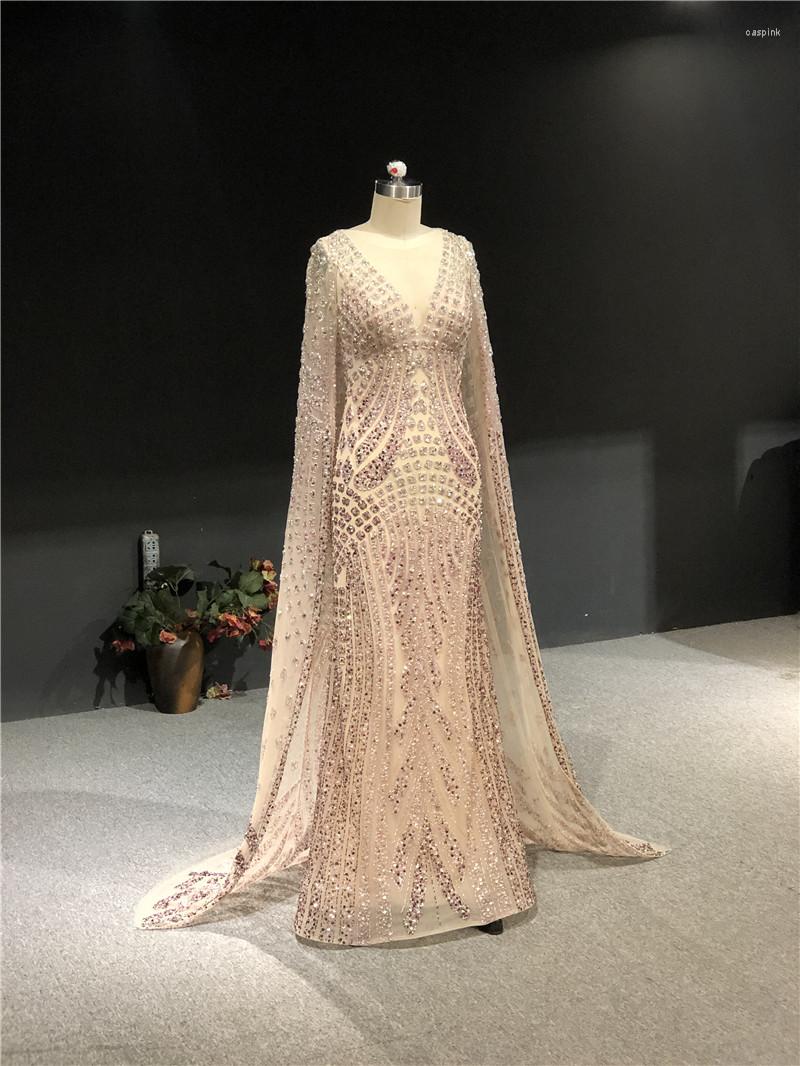 

Party Dresses Real Picture Luxurious Heavy Beads Light Pink V-Neck Mermaid With Shawl Formal Prom Bridal Women Dance Evening, Black