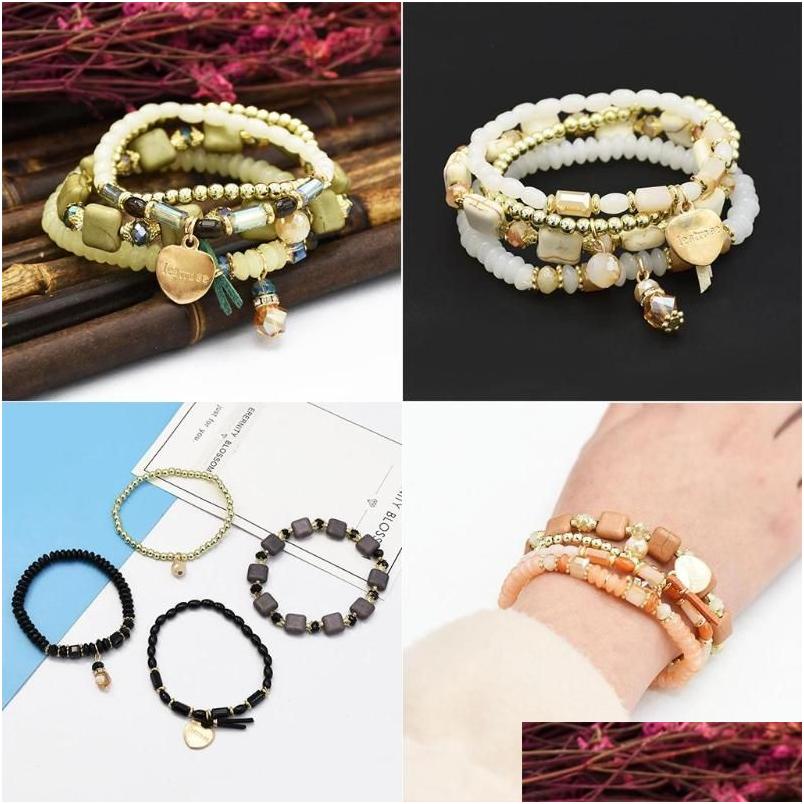 

Beaded Strand Strands Piece Bracelet Adjustable Mtilayer Handmade Crystal Braceletbeaded Drop Delivery Jewelry Bracelets Dhhag