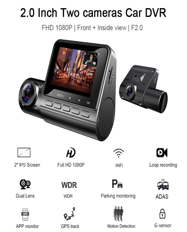 

Car DVR Dash Cam recorder full HD 1080P dual lens GPS Module track WiFi Parking Monitor1820057