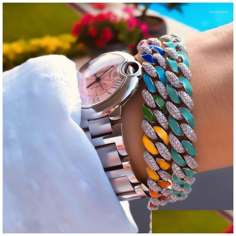 

Charm Bracelets 2022 High Quality Hip Hop Colorf Glaze Drop Cuban Chain Rainbow For Women Girls Fashion Wedding Jewelry Gifts Deliver Dhgbp