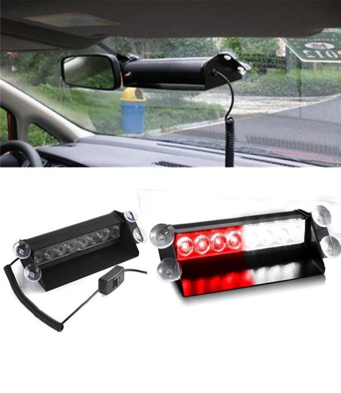

Red White 8 LED Car Emergency Dashboard Dash Strobe Lights Warning Flash9240553